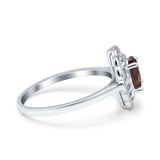 Art Deco Oval Natural Stone Flower Ring