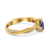 Pear Teardrop Natural Stone Infinity Shank Ring