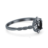 Floral Oval Natural Stone Wedding Ring
