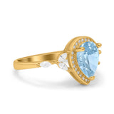 Pear Teardrop Natural Stone Leaf Style Ring