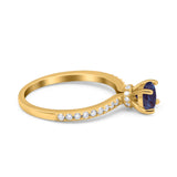 Art Deco Round Natural Stone Wedding Ring