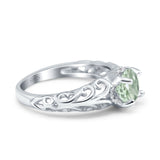 Art Deco Round Natural Stone Filigree Ring