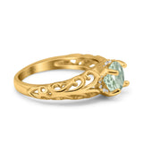 Art Deco Round Natural Stone Filigree Ring