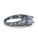Art Deco Round Natural Stone Filigree Ring