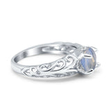 Art Deco Round Natural Stone Filigree Ring