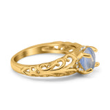 Art Deco Round Natural Stone Filigree Ring
