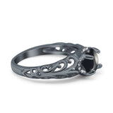 Art Deco Round Natural Stone Filigree Ring