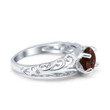 Art Deco Round Natural Stone Filigree Ring