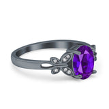 Art Deco Oval Natural Stone Butterfly Ring