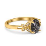 Art Deco Oval Natural Stone Butterfly Ring