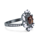 Floral Oval Natural Stone Cocktail Ring