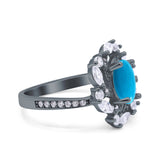 Floral Oval Natural Stone Cocktail Ring