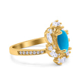 Floral Oval Natural Stone Cocktail Ring
