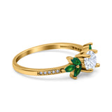 Art Deco Round Natural Stone Floral Ring