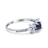 Art Deco Round Natural Stone Floral Ring