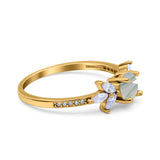 Art Deco Round Natural Stone Floral Ring