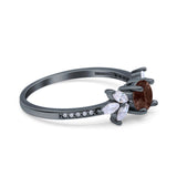 Art Deco Round Natural Stone Floral Ring