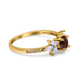 Art Deco Round Natural Stone Floral Ring