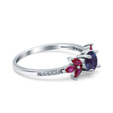Art Deco Round Natural Stone Floral Ring