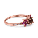 Art Deco Round Natural Stone Floral Ring
