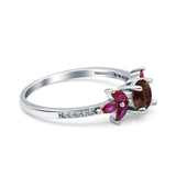 Art Deco Round Natural Stone Floral Ring
