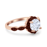 Art Deco Round Natural Stone Floral Ring