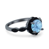 Art Deco Round Natural Stone Floral Ring