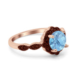 Art Deco Round Natural Stone Floral Ring