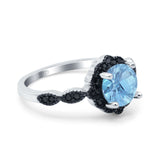 Art Deco Round Natural Stone Floral Ring