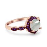 Art Deco Round Natural Stone Floral Ring