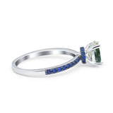 Two Tone Oval Natural Stone Wedding Ring