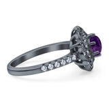 Art Deco Round Natural Stone Floral Ring