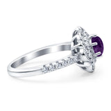 Art Deco Round Natural Stone Floral Ring