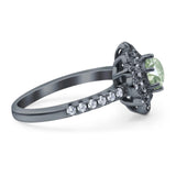 Art Deco Round Natural Stone Floral Ring