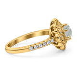 Art Deco Round Natural Stone Floral Ring