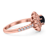 Art Deco Round Natural Stone Floral Ring