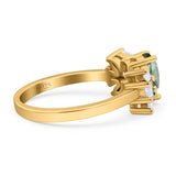 Art Deco Pear Natural Stone Cocktail Ring