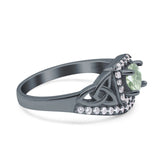 Cushion Cut Halo Round Natural Stone Ring