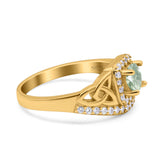 Cushion Cut Halo Round Natural Stone Ring