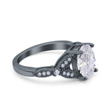 Oval Natural Stone Leaf Design Beaded Ring