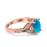 Oval Natural Stone Leaf Design Beaded Ring
