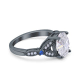 Oval Natural Stone Leaf Design Beaded Ring