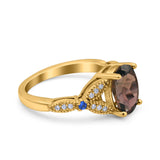Oval Natural Stone Leaf Design Beaded Ring