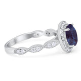Round Natural Stone Halo Ring