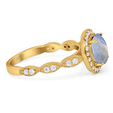 Round Natural Stone Halo Ring