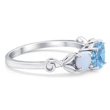 Three Stone Round Natural Stone Ring