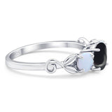 Three Stone Round Natural Stone Ring