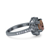 Halo Ballerina Style Oval Natural Stone