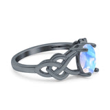 Art Deco Oval Natural Stone Trinity Ring