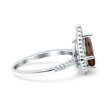 Pear Teardrop Natural Stone Halo Ring